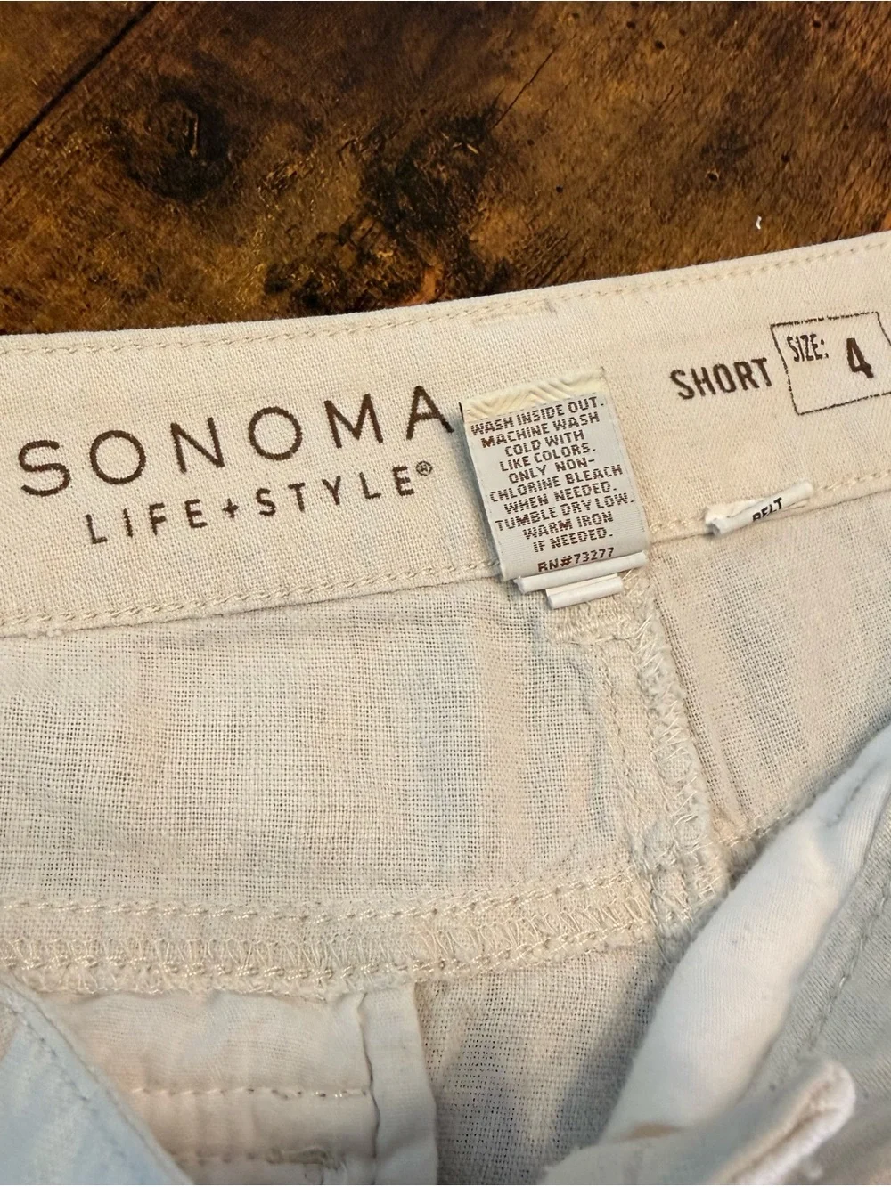 Sonoma Linen Blend Beige Shorts Women’s Size 4 Short Casual Beach Summer Pockets